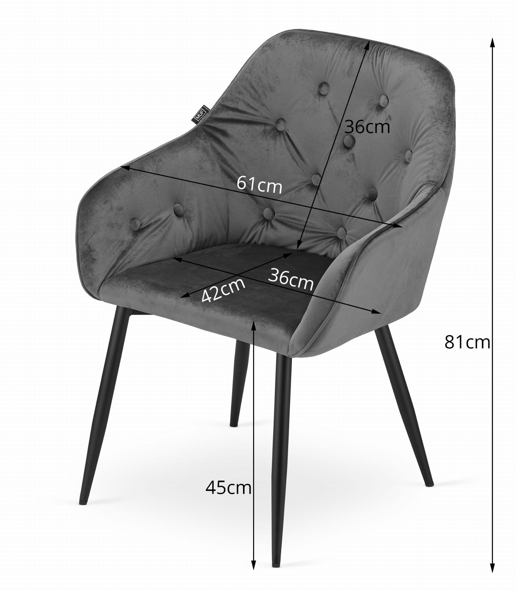 FORIO Stuhl – schwarzer Samt / schwarze Beine x #satz_1