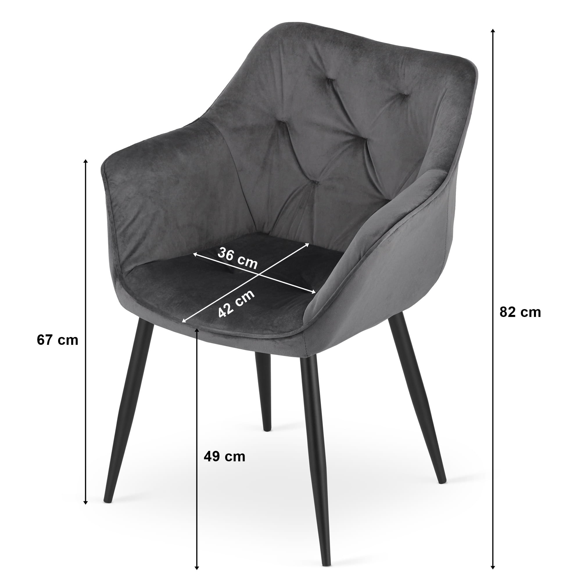 MADERA Stuhl – dunkelgrauer Samt x #satz_1