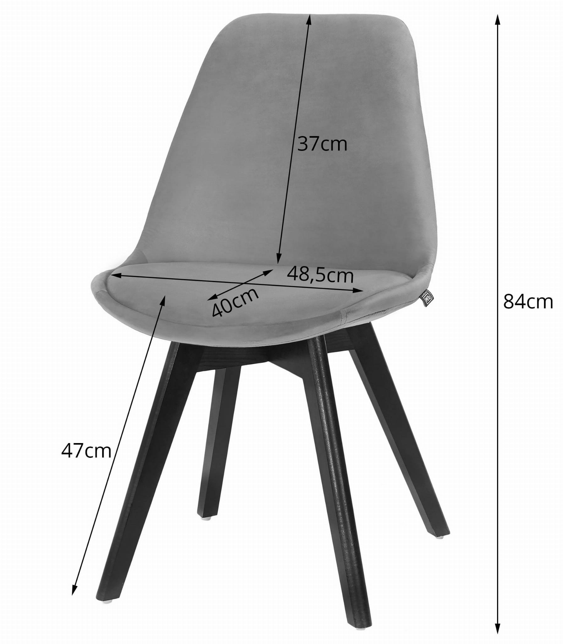 NORI Stuhl – dunkelgrauer Samt – schwarze Beine x #satz_4