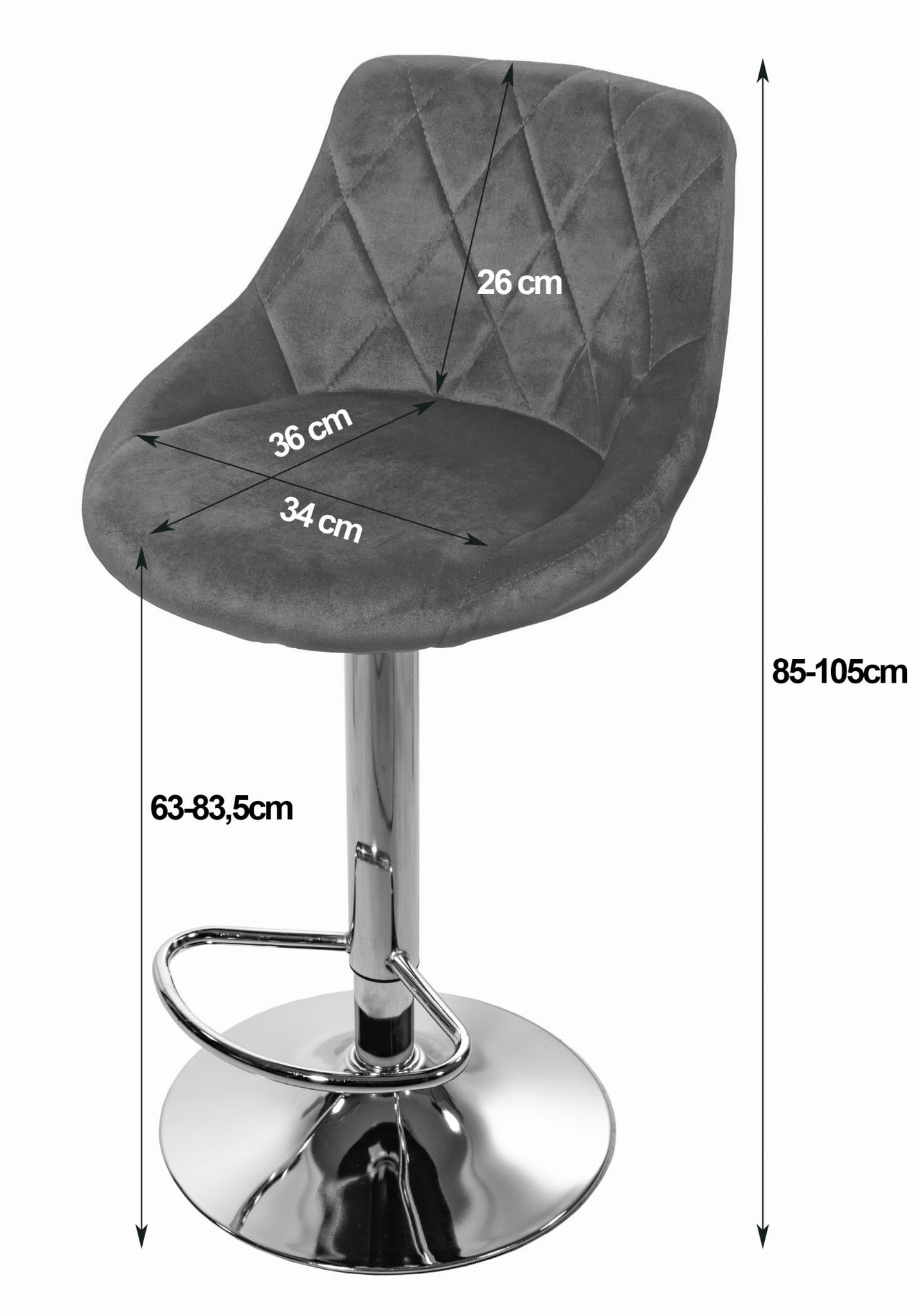 Hoker KAST - aksamit czarny / baza chrom x 2